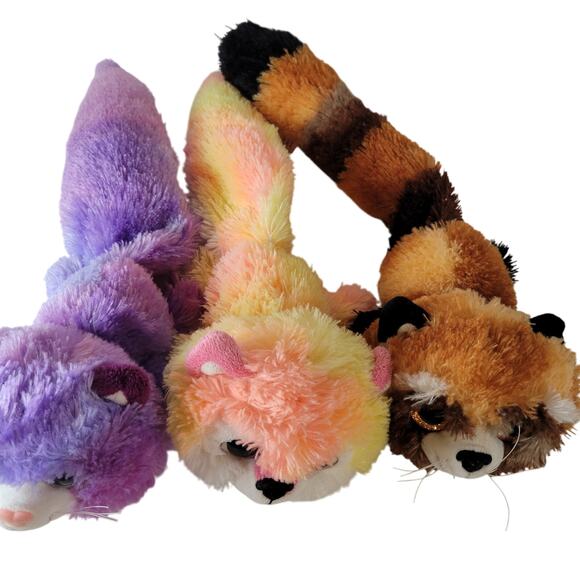 Lot 3 Long Tail Plush Cat and Red Panda Stuffed Animals 16" Multicolor Plushie - Picture 5 of 16